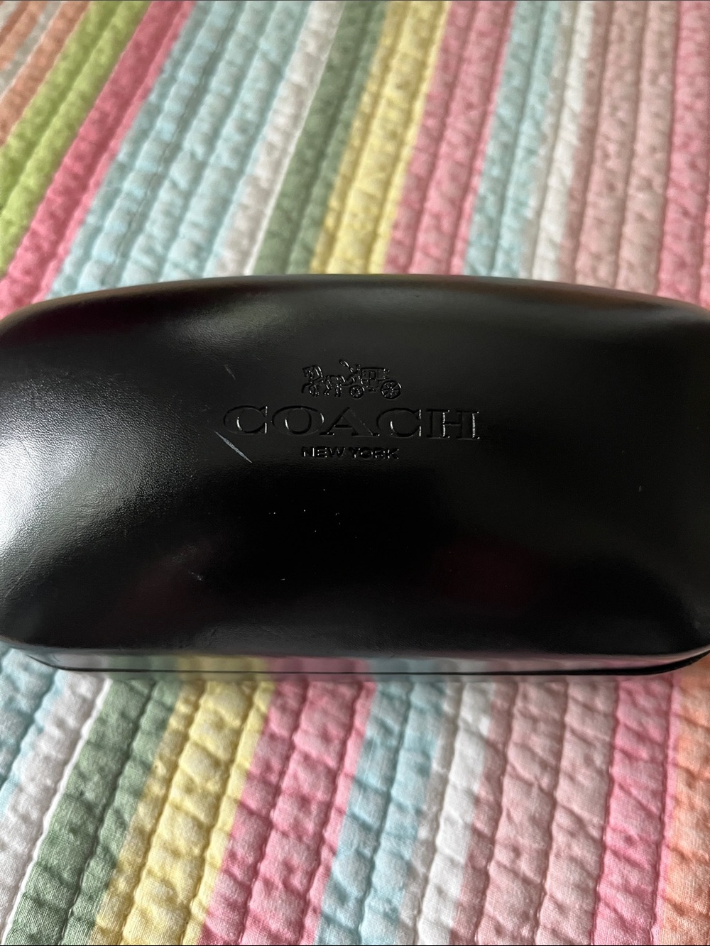 Coach Black Hard Shell Sunglasses Case with Embossed Logo